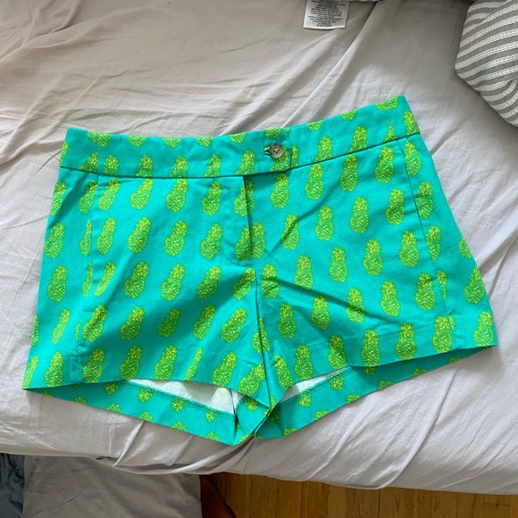 Yellow and green pineapple JCrew shorts size 00 - Picture 1 of 3